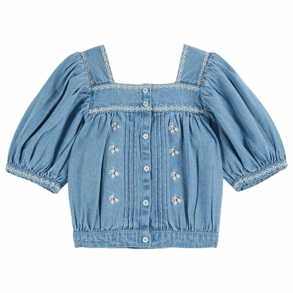 Emile et Ida Blouse Chambray Brodée ||Enfant Blouses, T-Shirts