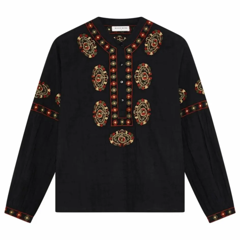 New Maison Hotel Blouse Chandelier Bruna Coton Flammé | Noir