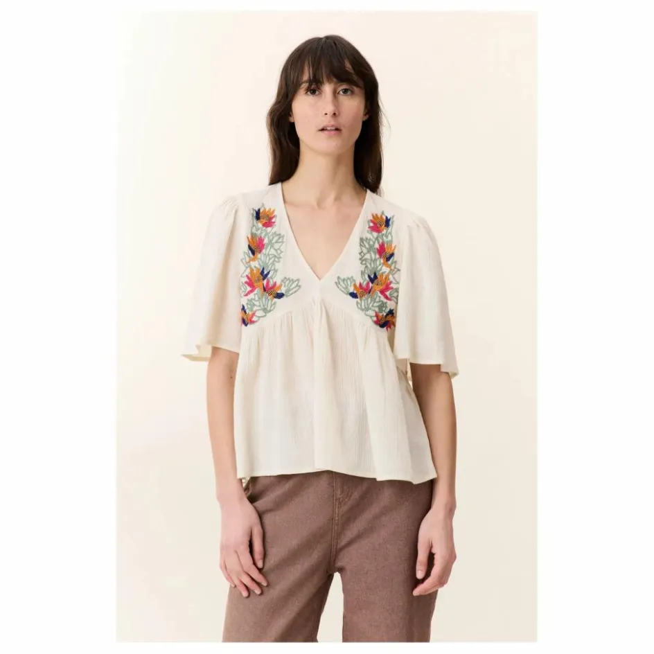 Sale Leon & Harper Blouse Choly Pearl Coton Bio | Blanc cassé
