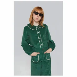 Mipounet Blouse Col Claudine Emma Velours | Vert