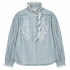 Best Louise Misha Blouse Cora Rayée Coton Bio - Collection Femme | Vert amande