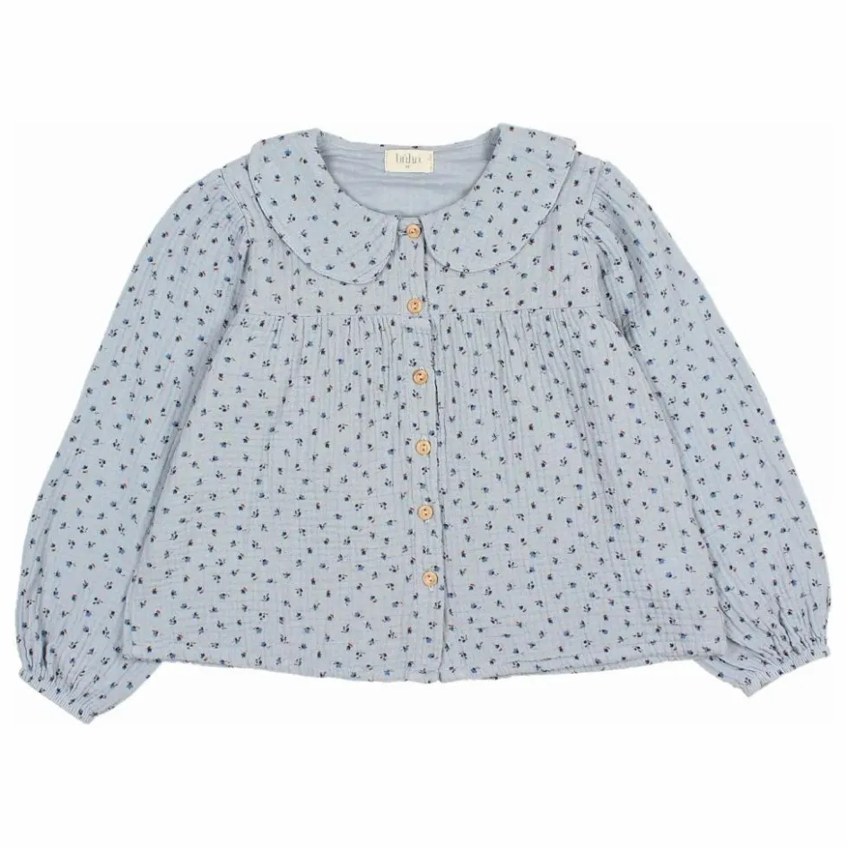 Online Búho Blouse Gaze de Coton Bio | Bleu gris