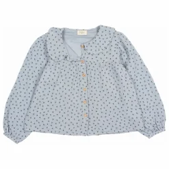 Online Búho Blouse Gaze de Coton Bio | Bleu gris