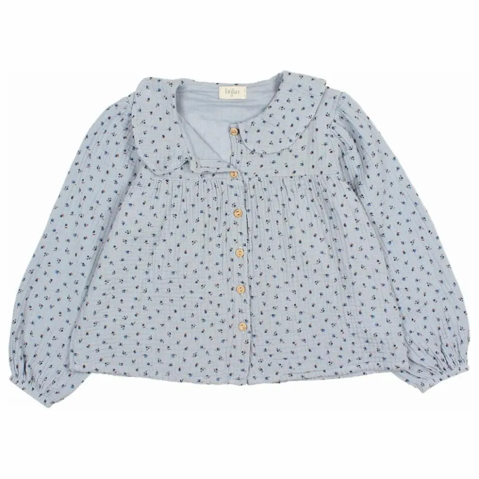 Online Búho Blouse Gaze de Coton Bio | Bleu gris