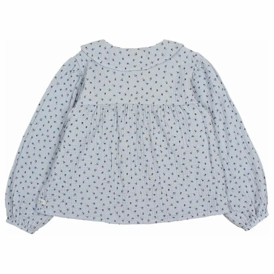 Online Búho Blouse Gaze de Coton Bio | Bleu gris