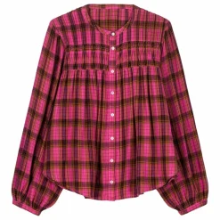 Sale Louise Misha Blouse Jally Alpenglow Carreaux Double Gaze de Coton Bio - Collection Femme | Rose