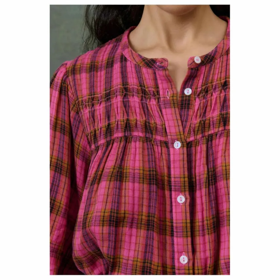 Sale Louise Misha Blouse Jally Alpenglow Carreaux Double Gaze de Coton Bio - Collection Femme | Rose