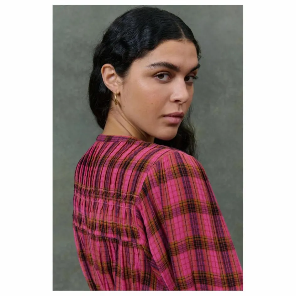 Sale Louise Misha Blouse Jally Alpenglow Carreaux Double Gaze de Coton Bio - Collection Femme | Rose