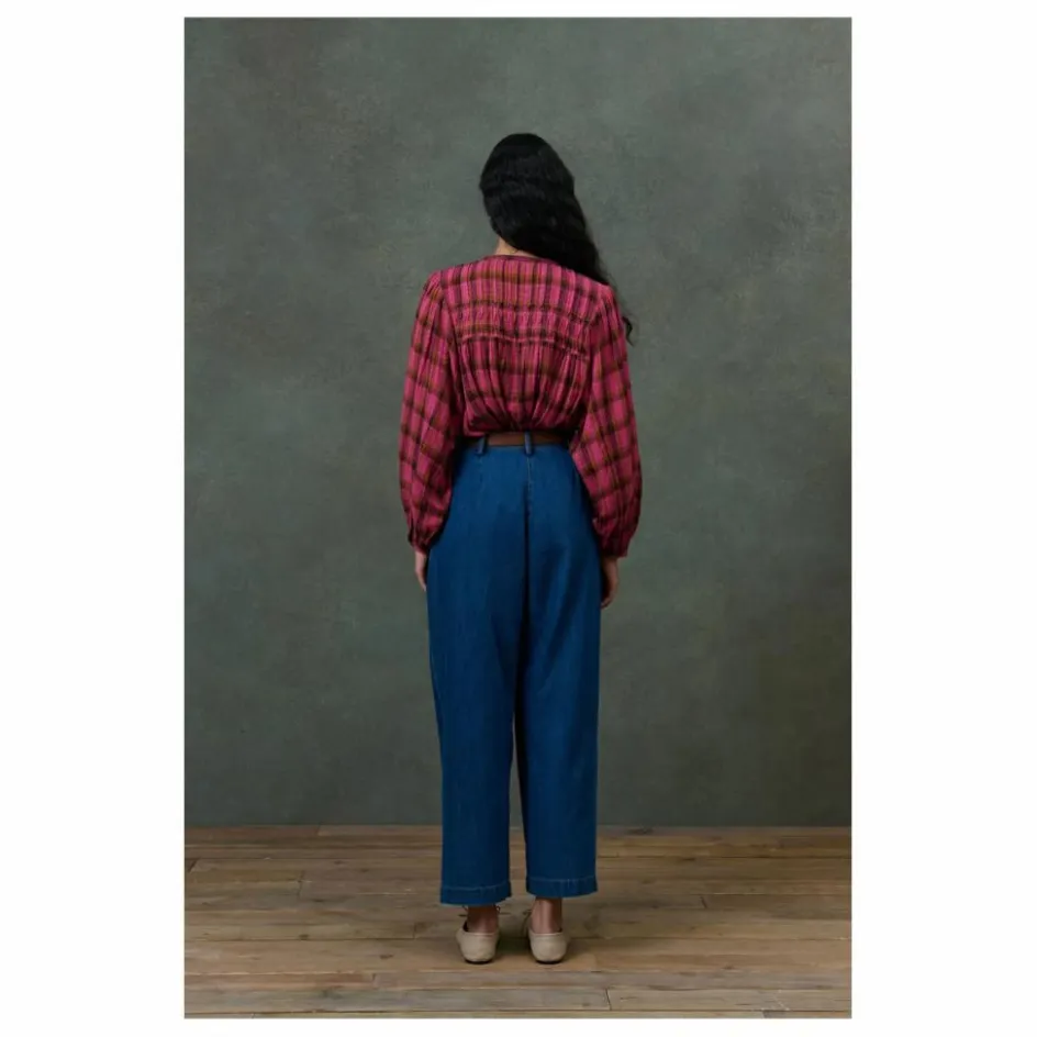 Sale Louise Misha Blouse Jally Alpenglow Carreaux Double Gaze de Coton Bio - Collection Femme | Rose