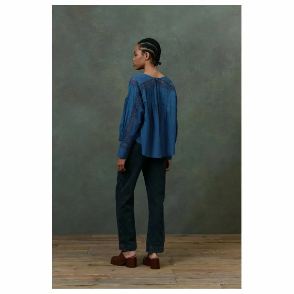 Clearance Louise Misha Blouse Jeannine Voile de Coton Bio - Collection Femme | Bleu