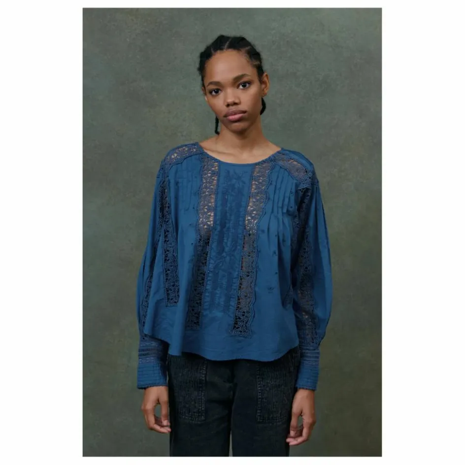 Clearance Louise Misha Blouse Jeannine Voile de Coton Bio - Collection Femme | Bleu