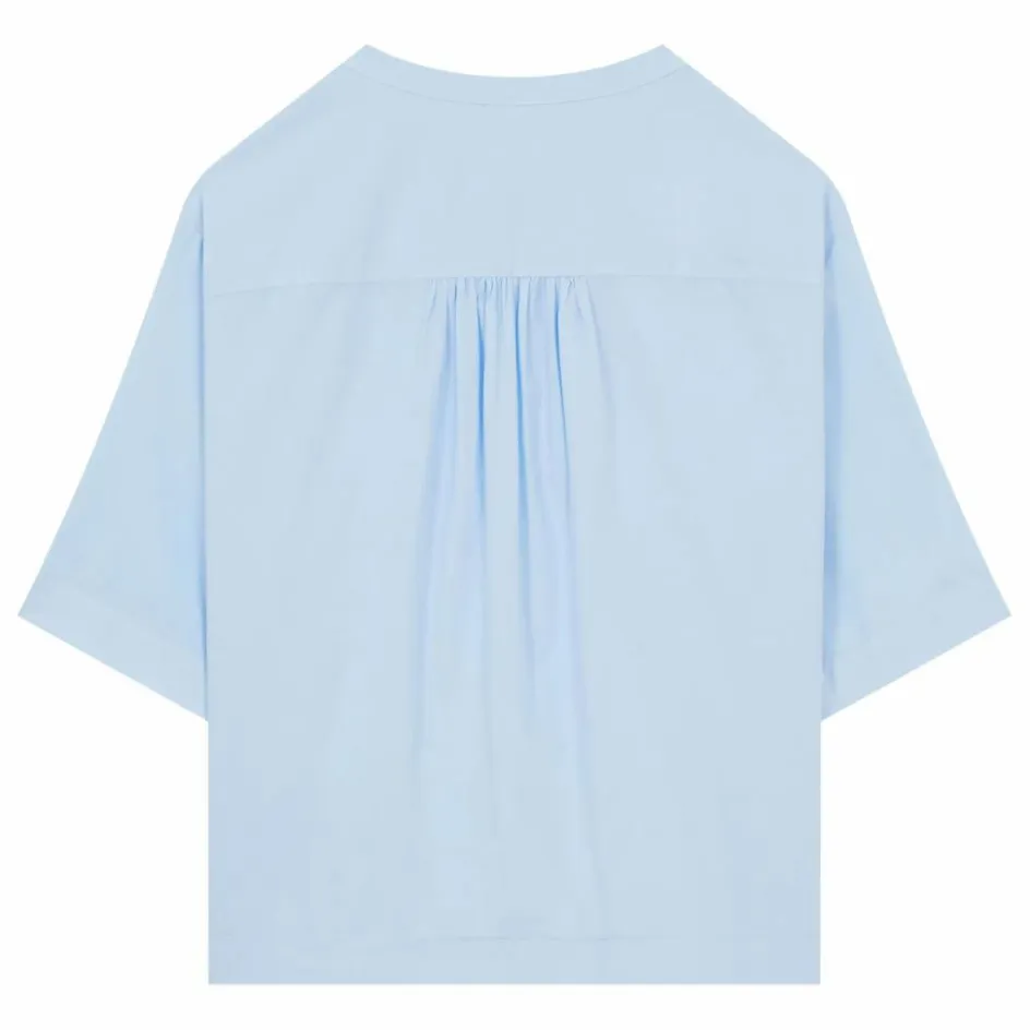 Discount Pomandère Blouse Manches Courtes Popeline de Coton | Bleu ciel