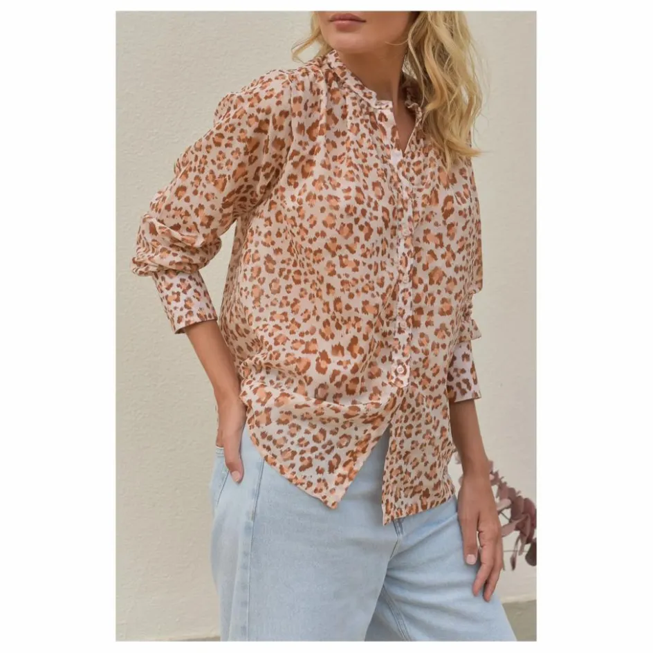 Marlot Paris Blouse Michelle Léopard Voile de Coton - Collection Femme ||Femme Blouses, Chemises