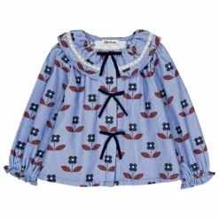 Hot Blouse Myrtille Fleurie Velours Côtelé | Enfant Blouses, T-Shirts