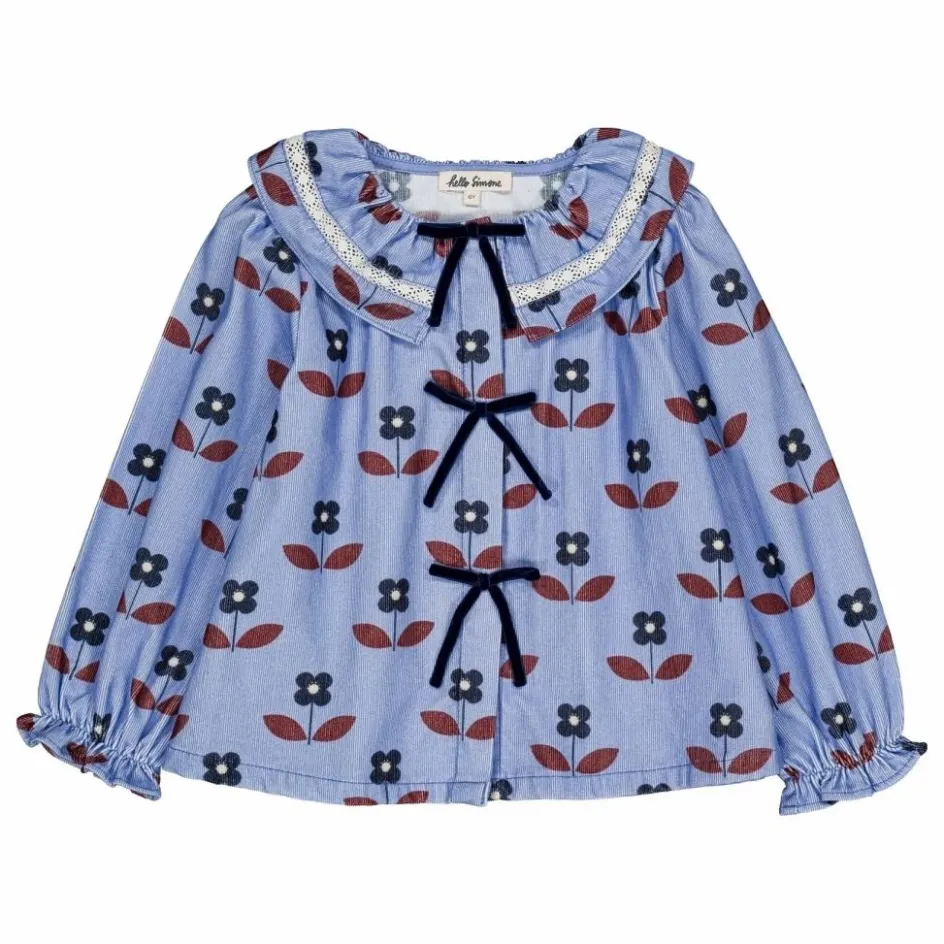 Hot Blouse Myrtille Fleurie Velours Côtelé | Enfant Blouses, T-Shirts