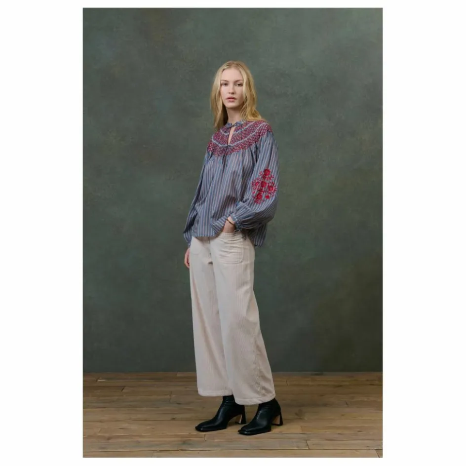 Louise Misha Blouse Pal Rayée Voile de Coton - Collection Femme ||Femme Blouses, Chemises