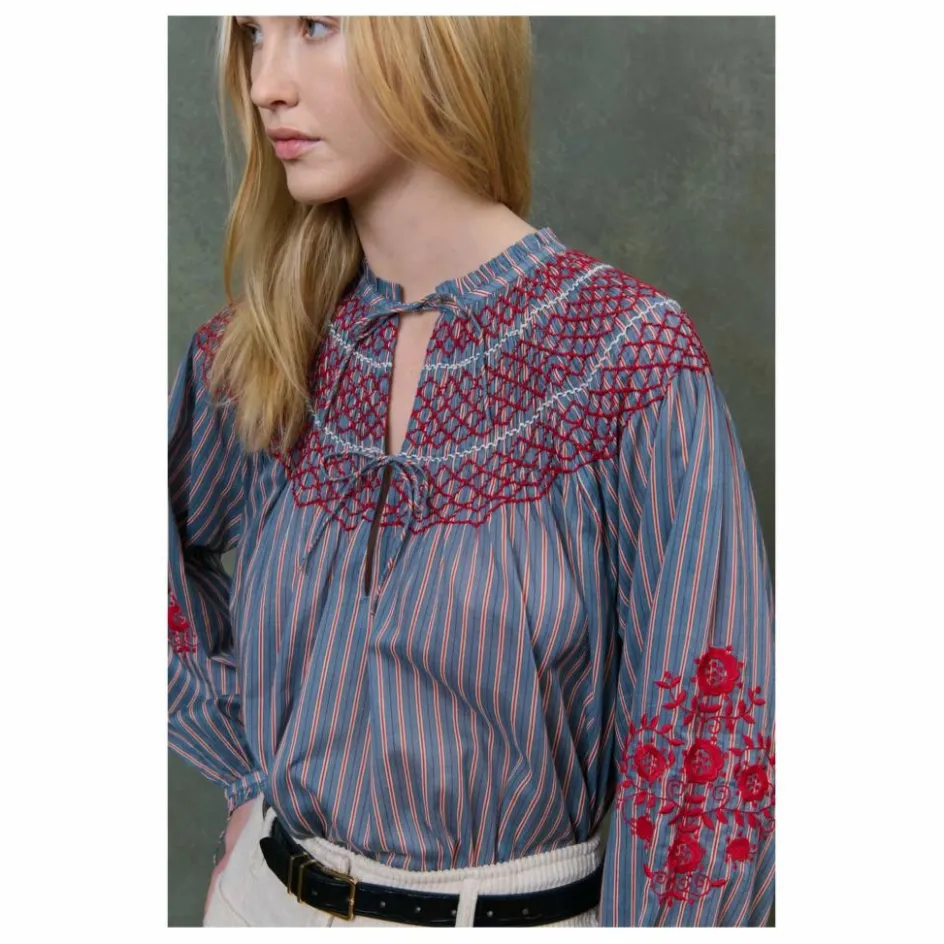 Louise Misha Blouse Pal Rayée Voile de Coton - Collection Femme ||Femme Blouses, Chemises