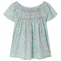 Bonpoint Blouse Smockée Grenade Liberty Coton Bio ||Enfant Blouses, T-Shirts|Blouses, T-Shirts