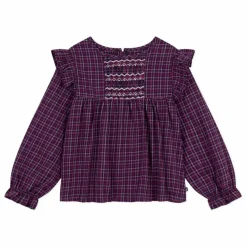 Online Blouse Volants Carreaux Coton Bio | Enfant Blouses, T-Shirts