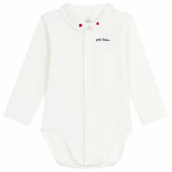 Hot Petit Bateau Body Col Brodé Coton Bio | Blanc