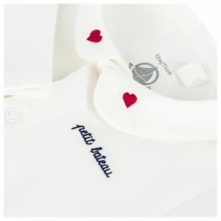 Hot Petit Bateau Body Col Brodé Coton Bio | Blanc