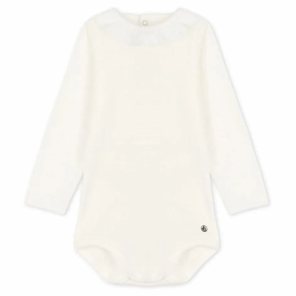 Hot Petit Bateau Body Col Claudine Coton Bio | Blanc