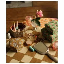 Online Doing Goods Boites hexagonales Botanical en bois et coton - Set de 2 | Jaune moutarde