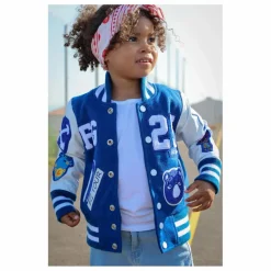 Sale Fille Garçon Bomber Awesome Letterman à Ecussons Cuir | Bleu