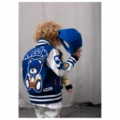 Sale Fille Garçon Bomber Awesome Letterman à Ecussons Cuir | Bleu