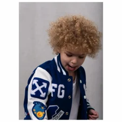 Sale Fille Garçon Bomber Awesome Letterman à Ecussons Cuir | Bleu