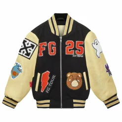 Enfant Fille Garçon Manteaux, Blousons*Bomber Awesome Letterman à Ecussons Cuir |