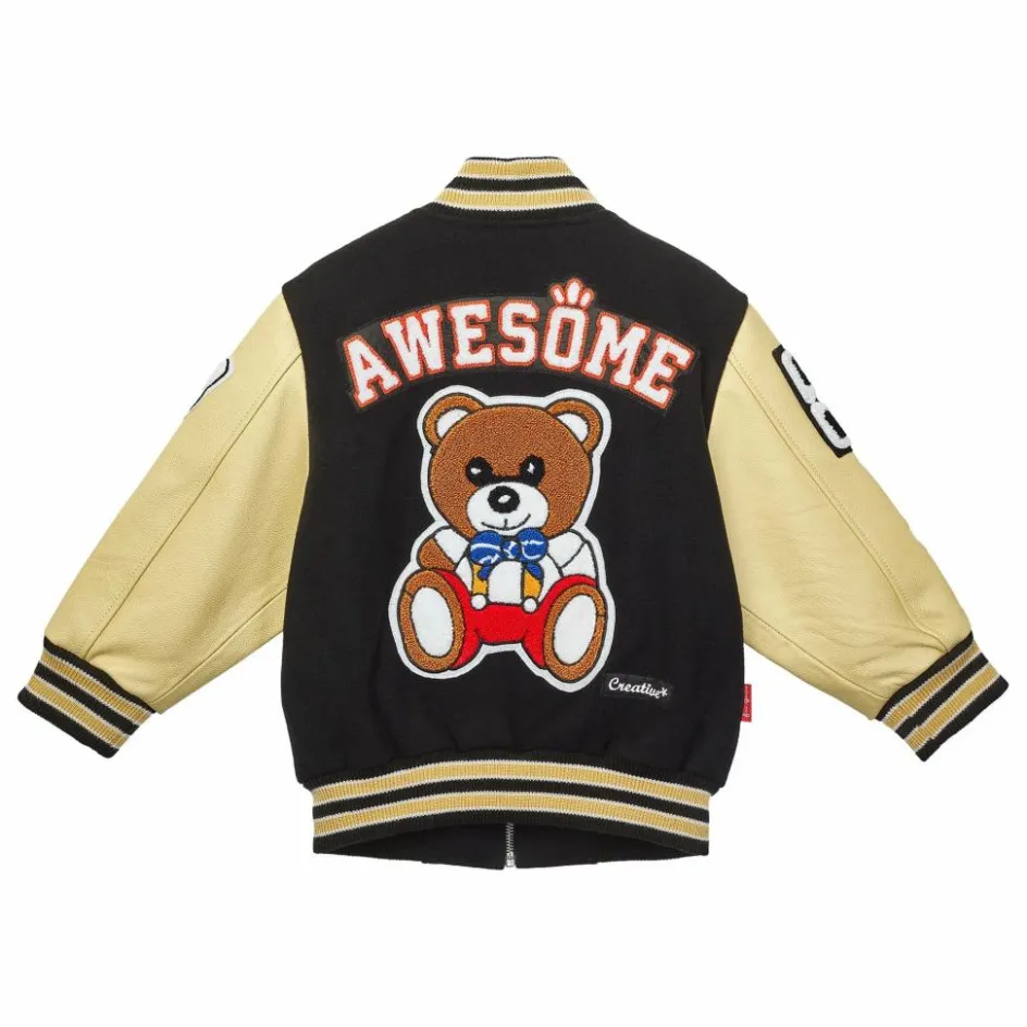 Enfant Fille Garçon Manteaux, Blousons*Bomber Awesome Letterman à Ecussons Cuir |