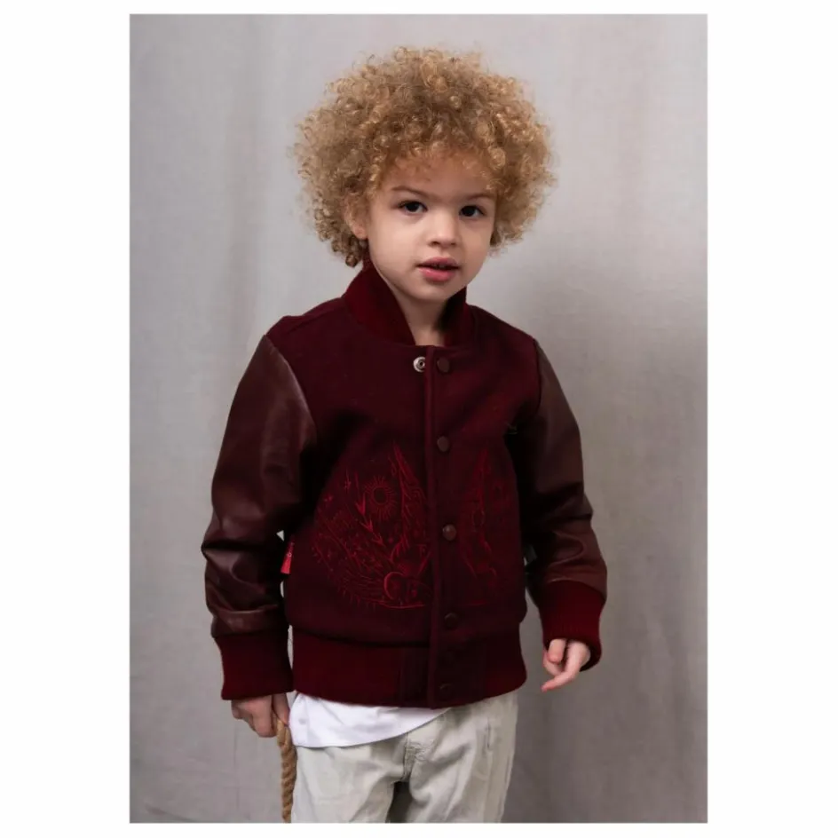 Outlet Bomber Brodé Laine et Cuir | Enfant Manteaux, Blousons|Manteaux, Blousons
