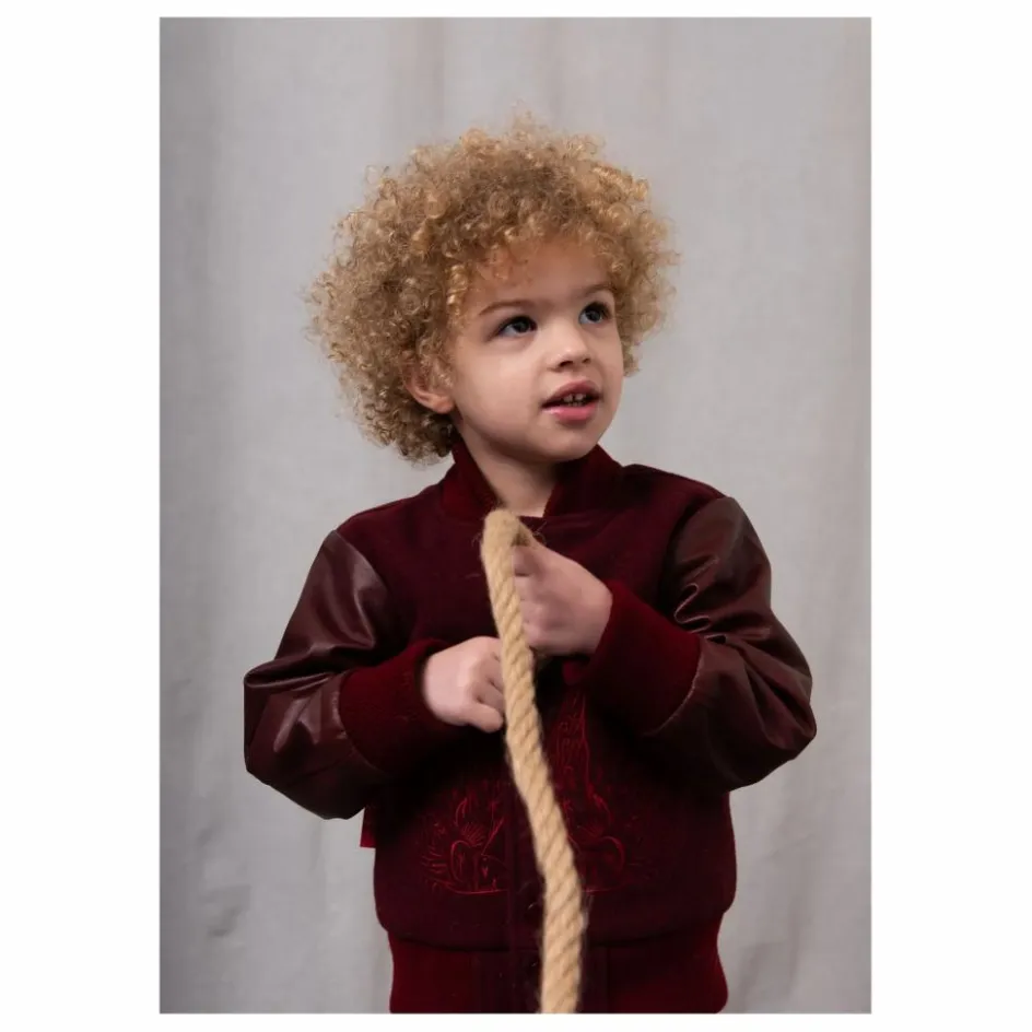 Outlet Bomber Brodé Laine et Cuir | Enfant Manteaux, Blousons|Manteaux, Blousons