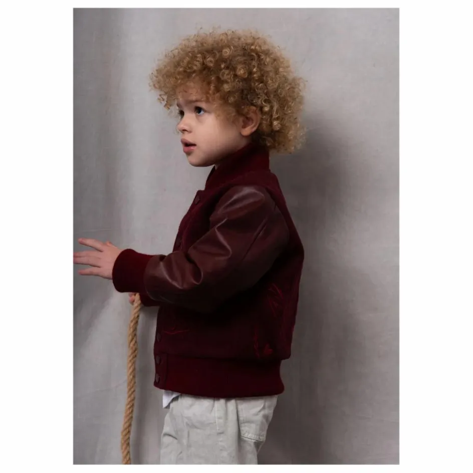 Outlet Bomber Brodé Laine et Cuir | Enfant Manteaux, Blousons|Manteaux, Blousons