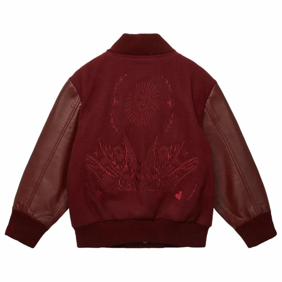 Outlet Bomber Brodé Laine et Cuir | Enfant Manteaux, Blousons|Manteaux, Blousons