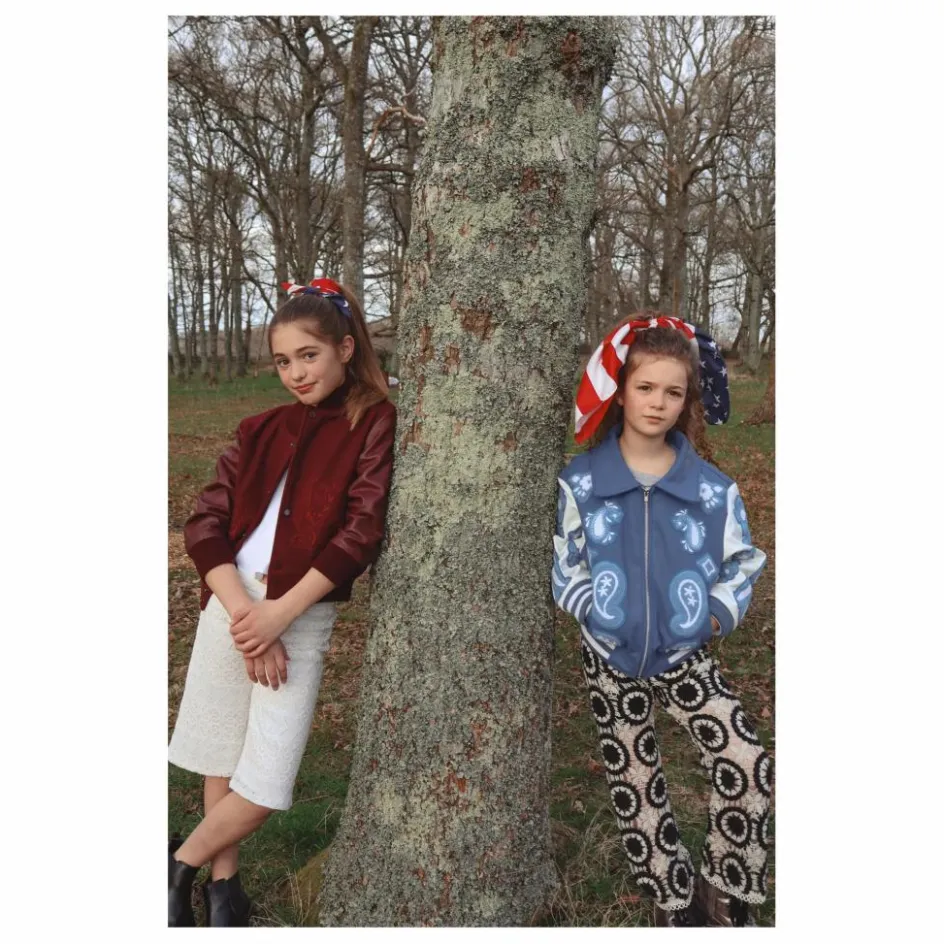 Outlet Bomber Brodé Laine et Cuir | Enfant Manteaux, Blousons|Manteaux, Blousons