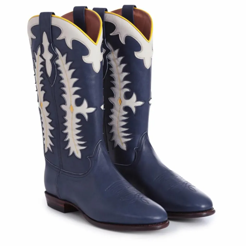 New Shiloh Heritage Boots Texas Calf | Bleu foncé