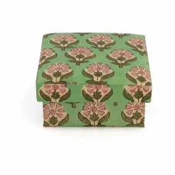 Clearance Doing Goods Boîtes carrées Emma en bois et coton - set de 2 | Vert