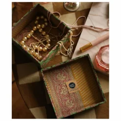 Clearance Doing Goods Boîtes carrées Emma en bois et coton - set de 2 | Vert