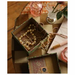 Clearance Doing Goods Boîtes carrées Emma en bois et coton - set de 2 | Vert