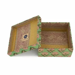 Clearance Doing Goods Boîtes carrées Emma en bois et coton - set de 2 | Vert