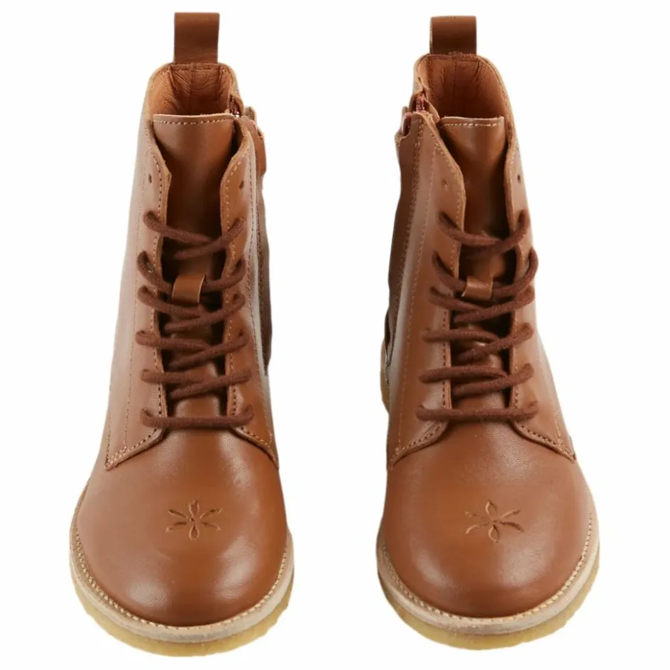 New Emile et Ida Bottines à Lacets Cuir | Camel