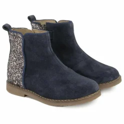 Discount Pom d'Api Bottines Trip Back Velours Glitter | Bleu marine