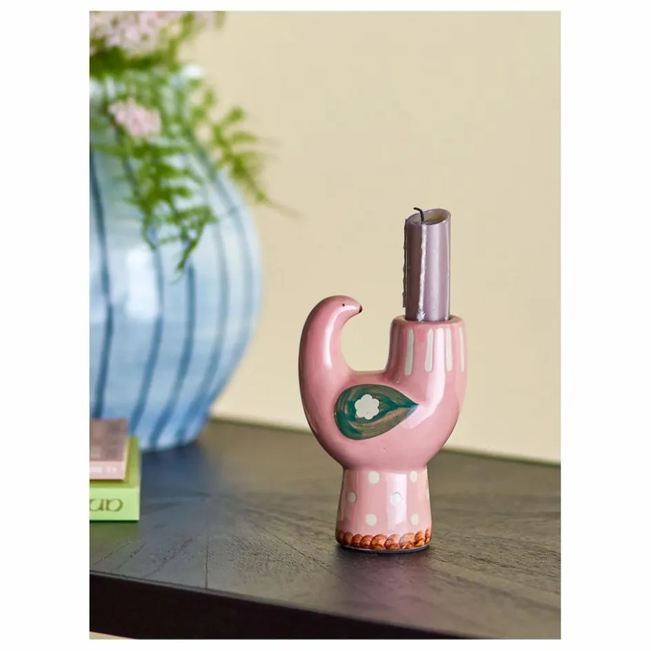 Hot Bloomingville Bougeoir oiseau en grès Trudy | Rose