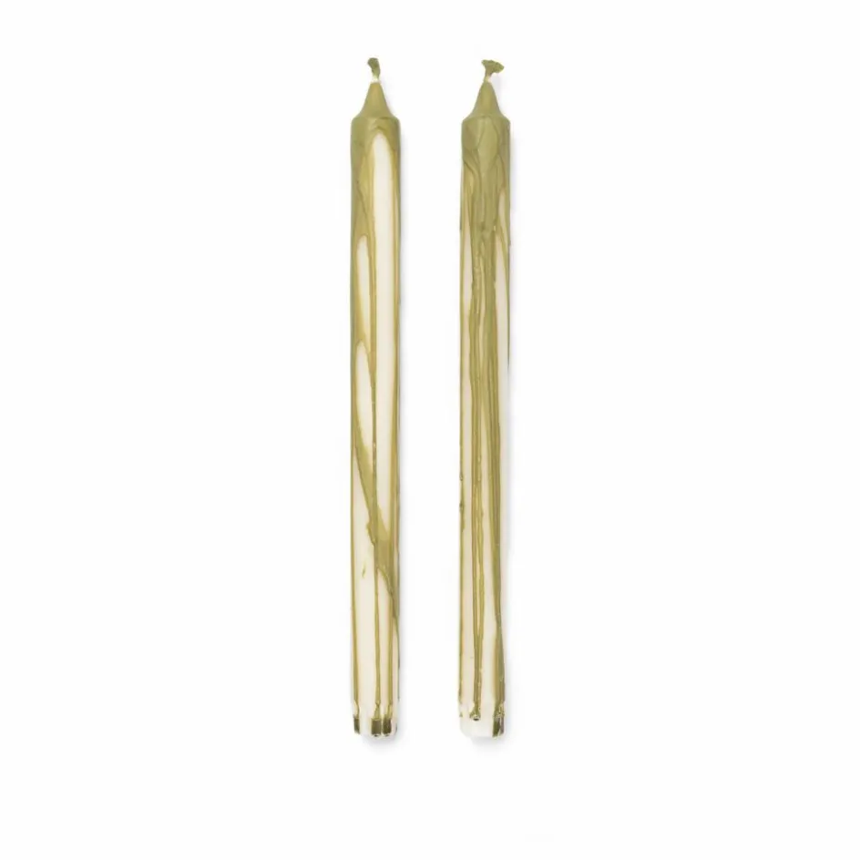 Hot Ferm Living Bougie Dryp en cire végétale- Set de 2 | Vert olive