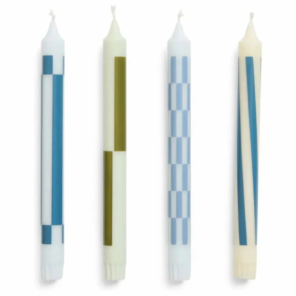 Clearance Hay Bougies Pattern - Set de 4 | Bleu Vert