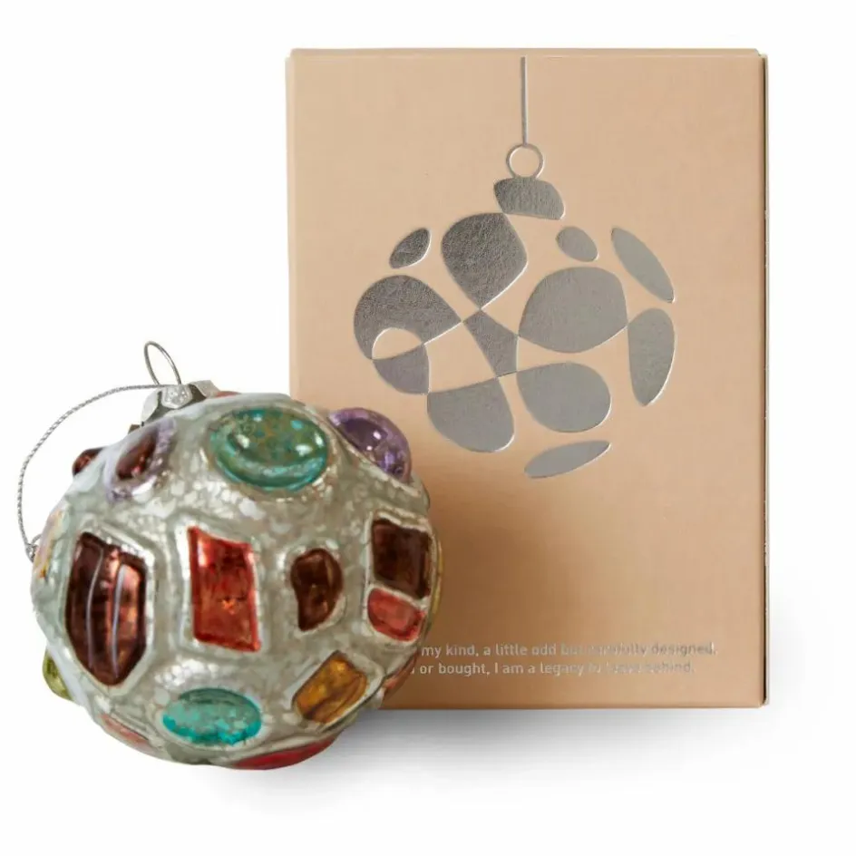 Enfant HKliving Décoration De Fête*Boule de Noël bijoux ronde en verre