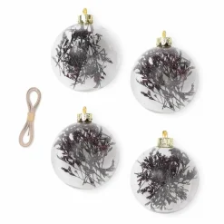 Hot Boule de noël Flora en verre - Set de 4 | Enfant Décoration De Fête