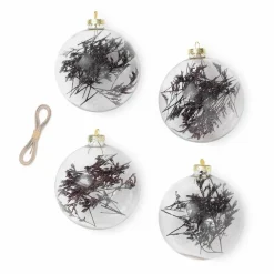 Sale Ferm Living Boule de noël Flora en verre - Set de 4 | Prune